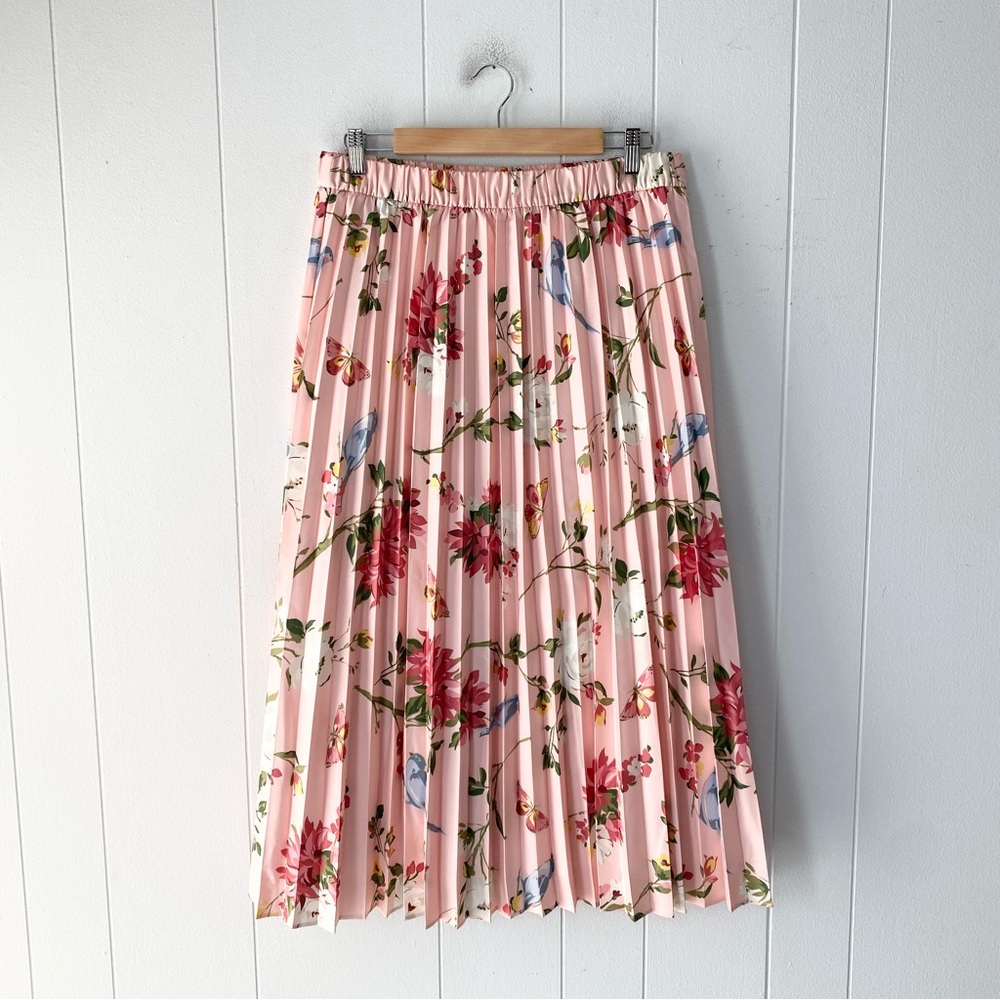 Spartina 449 Pink Floral Pleated Midi Skirt - Picture 2 of 11